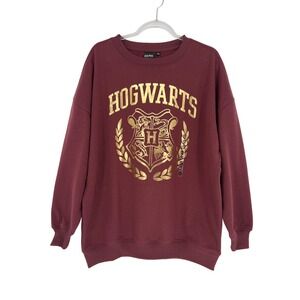 Harry Potter Hogwarts Sweatshirt Juniors Small Maroon NWT Gold Crewneck Cozycore